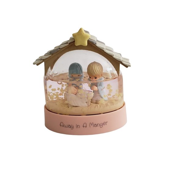1993 Away In A Manger Waterball Snow Globe Nativity Precious Moments Collection - Picture 2 of 4